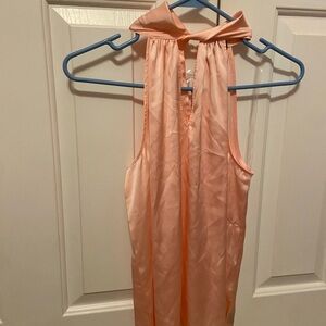 Peach Satin Sleeveless Halter Blouse